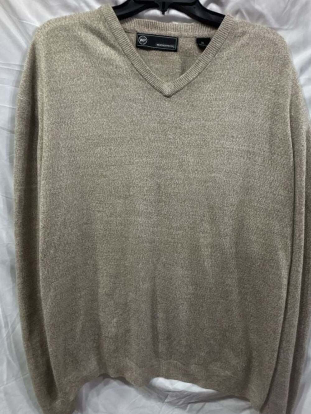 Weatherproof Mens V-Neck Beige Long Sleeve Pullover Sweater Size XL